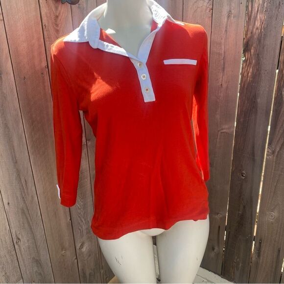 BOGNER Masha Red Cotton Three-Quater Sleeve Polo - Picture 2 of 9